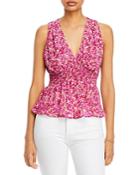 Aqua Floral Print Smocked Waist Top - 100% Exclusive