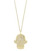 Bloomingdale's Diamond Hamsa Hand Pendant Necklace In 14k Yellow Gold - 100% Exclusive