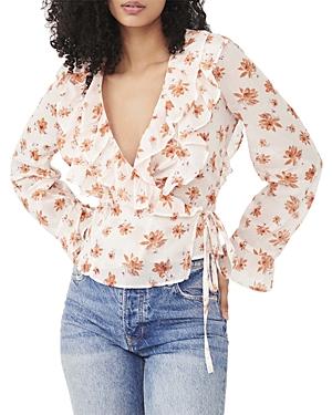 Free People Amanda Floral Print Ruffled Cotton Top