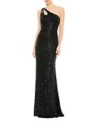 Mac Duggal Sequined One Shoulder Gown