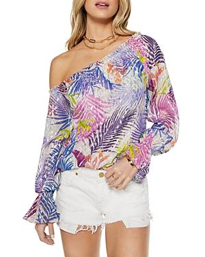 Ramy Brook Cleo Printed Metallic Top