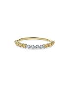 Lagos 18k White & Yellow Gold Signature Caviar Diamond Stacking Ring