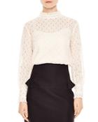 Sandro Cacahuete Crosshatched Lace Top