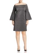 Vince Camuto Plus Metallic Off-the-shoulder Bell Sleeve Dress