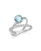 Bloomingdale's Aquamarine & Diamond Crossover Ring In 14k White Gold - 100% Exclusive