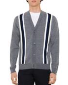 Sandro College Wool Striped Button Cardigan