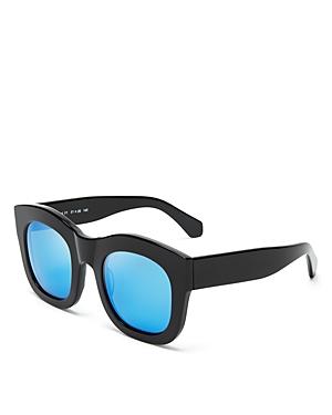 Illesteva Mirrored Hamilton Oversized Thick Rim Square Sunglasses