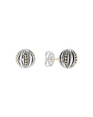 Lagos 18k Gold & Sterling Silver Caviar Talisman Beaded Open Ball Stud Earrings