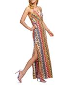 Ramy Brook Myrtle Graphic Knit Halter Maxi Dress
