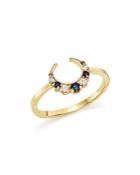 Iconery X Stone Fox Bride 14k Yellow Gold Crescent Sapphire And Diamond Ring