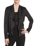 Donna Karan New York Faux-suede Draped Open-front Jacket