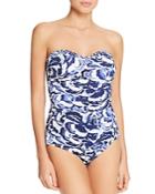 Tommy Bahama Pansy Shirred Bandeau One Piece Swimsuit