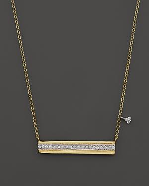 Meira T 14k Yellow Gold Horizontal Bar Pendant Necklace With Diamonds, 16