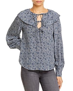 Rebecca Taylor Cotton Printed Ruffled Blouse