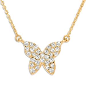 Rachel Reid 14k Yellow Gold Diamond Butterfly Pendant Necklace, 18