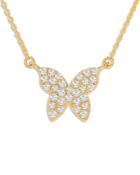 Rachel Reid 14k Yellow Gold Diamond Butterfly Pendant Necklace, 18