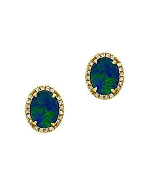 Bloomingdale's Blue Opal & Diamond Earrings In 14k Yellow Gold - 100% Exclusive