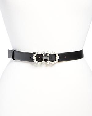 Salvatore Ferragamo Women's Faux-pearl Gancini Buckle Leather Belt
