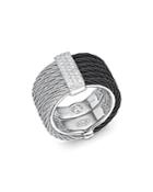 Alor Two Tone Cable Ring With Diamonds