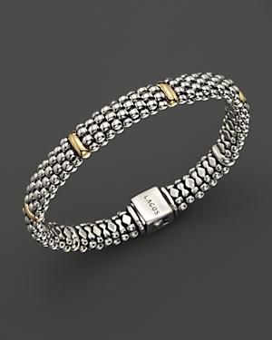 Lagos Sterling Silver & 18k Yellow Gold Caviar Bracelet