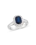 Bloomingdale's Blue Sapphire & Diamond Classic Halo Ring In 14k White Gold - 100% Exclusive