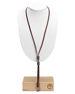 Peserico Bijoux Leather Tassel Lariat Necklace, 27.56