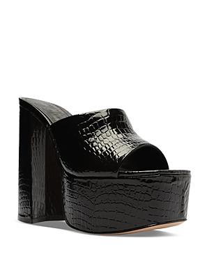 Schutz Women's Darah Snake Embossed Platform High Block Heel Slide Sandals