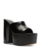 Schutz Women's Darah Snake Embossed Platform High Block Heel Slide Sandals