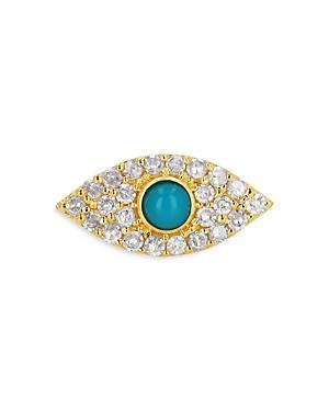 Moon & Meadow 14k Yellow Gold Turquoise & Diamond Pave Evil Eye Single Stud Earring