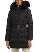 Barbour Oykel Faux Fur Trim Hooded Belted Puffer Coat