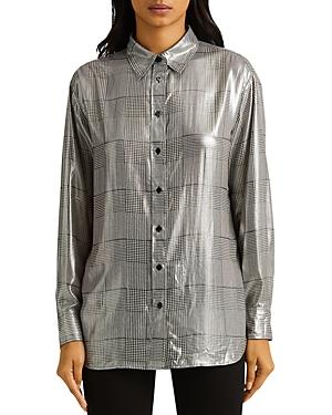 Lauren Ralph Lauren Metallic Plaid Button Down Shirt