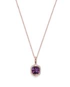 Bloomingdale's Amethyst & Diamond Halo Necklace In 14k Rose Gold - 18 100% Exclusive