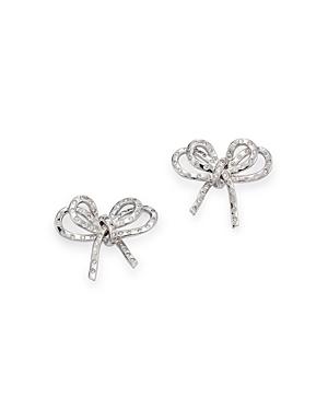 Hueb Bow Diamond Round-cut Stud Earrings In 18k White Gold, 0.42 Ct. T.w.