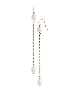 Aqua Rhinestone & Imitation Pearl Linear Drop Earrings - 100% Exclusive