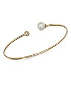 Bloomingdale's Freshwater Pearl & Diamond Oval Cuff Bracelet In 14k Yellow Gold - 100% Exclusive