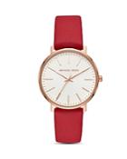 Michael Kors Pyper Red Leather Strap Watch, 38mm