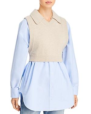Alexanderwang.t Layered Look Oxford Sweater Top