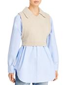 Alexanderwang.t Layered Look Oxford Sweater Top
