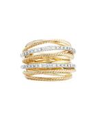David Yurman Crossover Wide Ring In 18k Yellow Gold With Diamonds