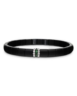 Roberto Demeglio 18k White Gold & Black Ceramic Bracelet With Diamonds & Tsavorite