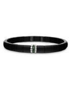 Roberto Demeglio 18k White Gold & Black Ceramic Bracelet With Diamonds & Tsavorite