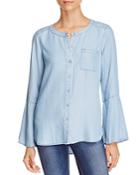 Vince Camuto Chambray Bell Sleeve Top