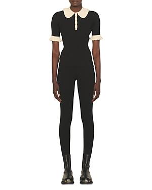 Sandro Solange Ruffled Polo Sweater