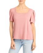 Kim & Cami Puff Sleeve Square Neck Rib Knit Tee