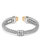 Lagos Sterling Silver & 18k Yellow Gold Caviar Cuff Bracelet With Citrine
