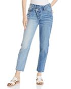 Blanknyc Asymmetric Two-tone Cropped Straight-leg Jeans In Showstopper
