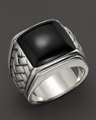 Scott Kay Sterling Silver Basketweave Ring With Onyx Center