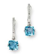 Bloomingdale's Swiss Blue Topaz & Diamond Drop Earrings In 14k White Gold - 100% Exclusive