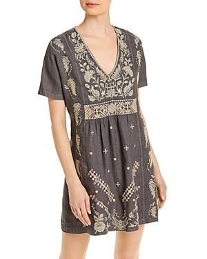 Johnny Was Sidra Embroidered Linen Mini Dress