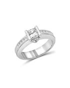 Love And Pride 14k White Gold Princess & Trillion Engagement Ring